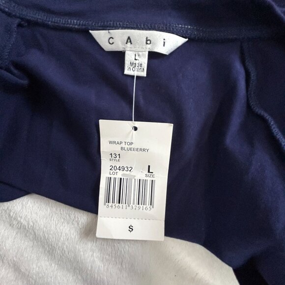Cabi Womens Blueberry Wrap Top Large Long Sleeve Cotton Blend Stretch #131 New - Picture 3 of 8